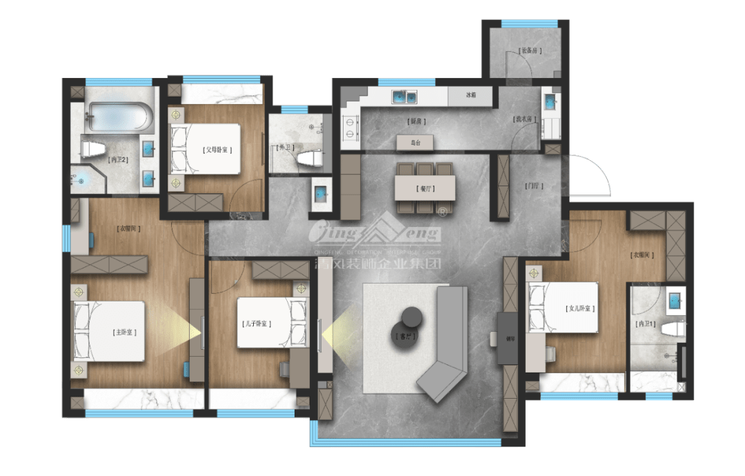 賞·析|198㎡現(xiàn)代輕奢，與精致主義撞個滿懷！